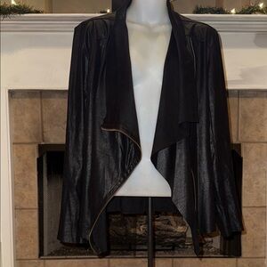 Mote Black Faux Suede Leather Women's Zipper Cowl Jacket Large